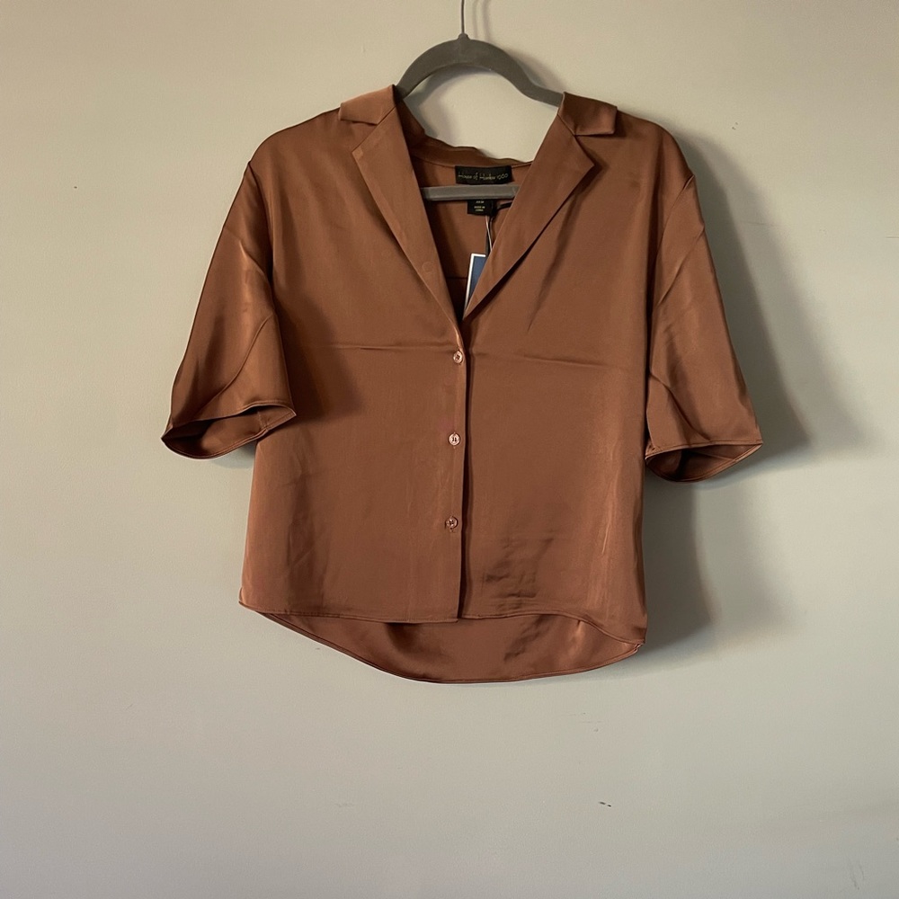Silk short sleeve button up